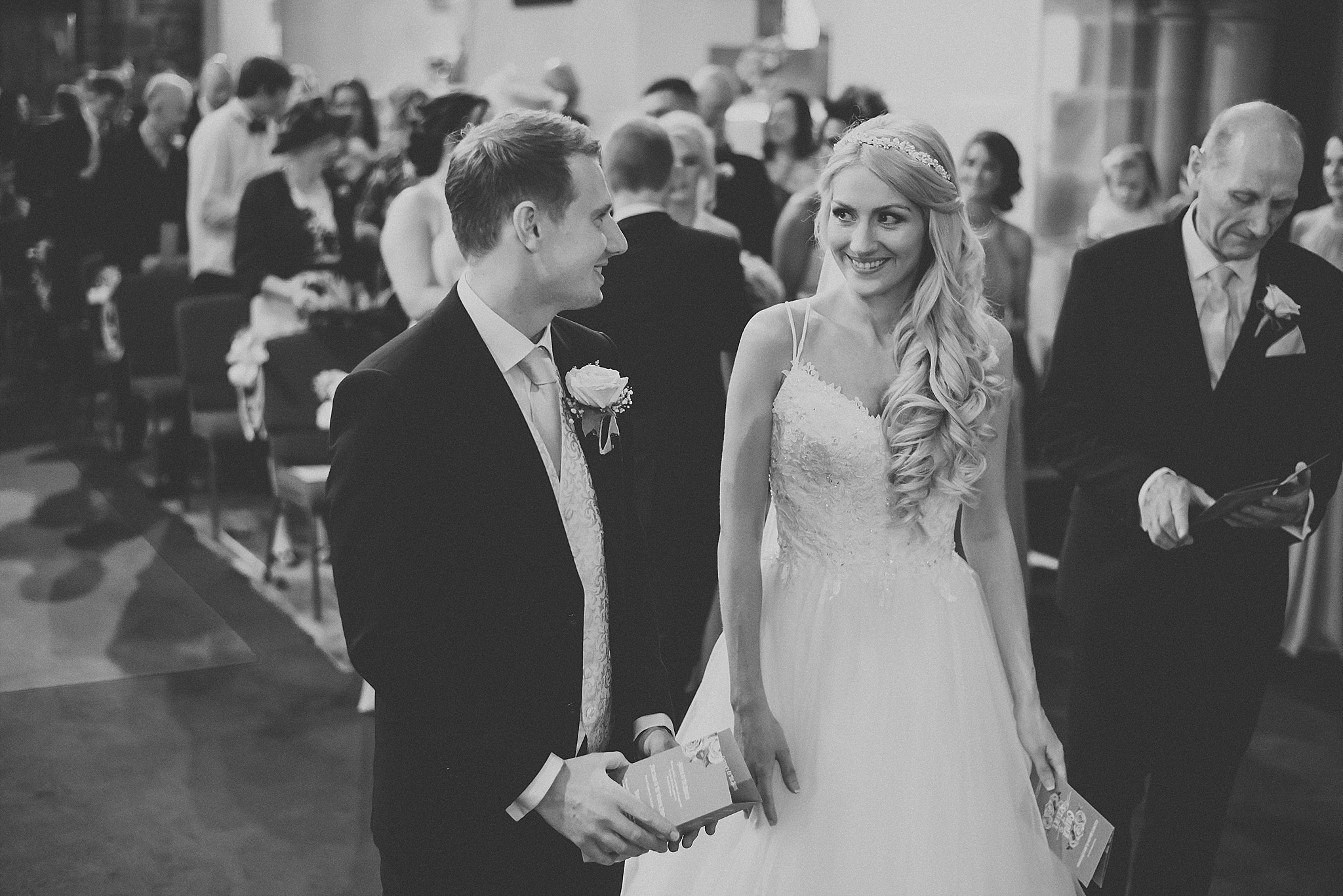 bride and groom in church 