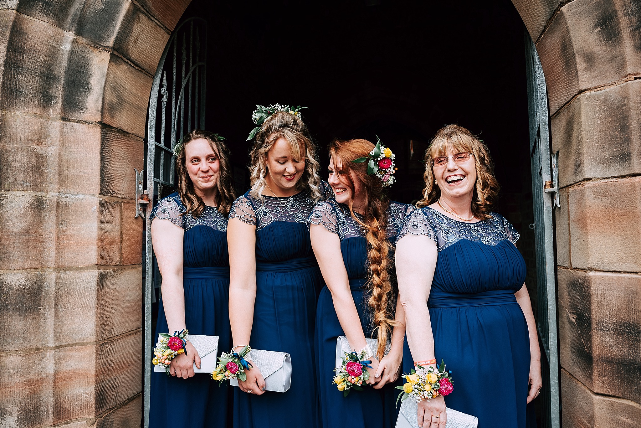 bridesmaids at christ church wesham, lancshire