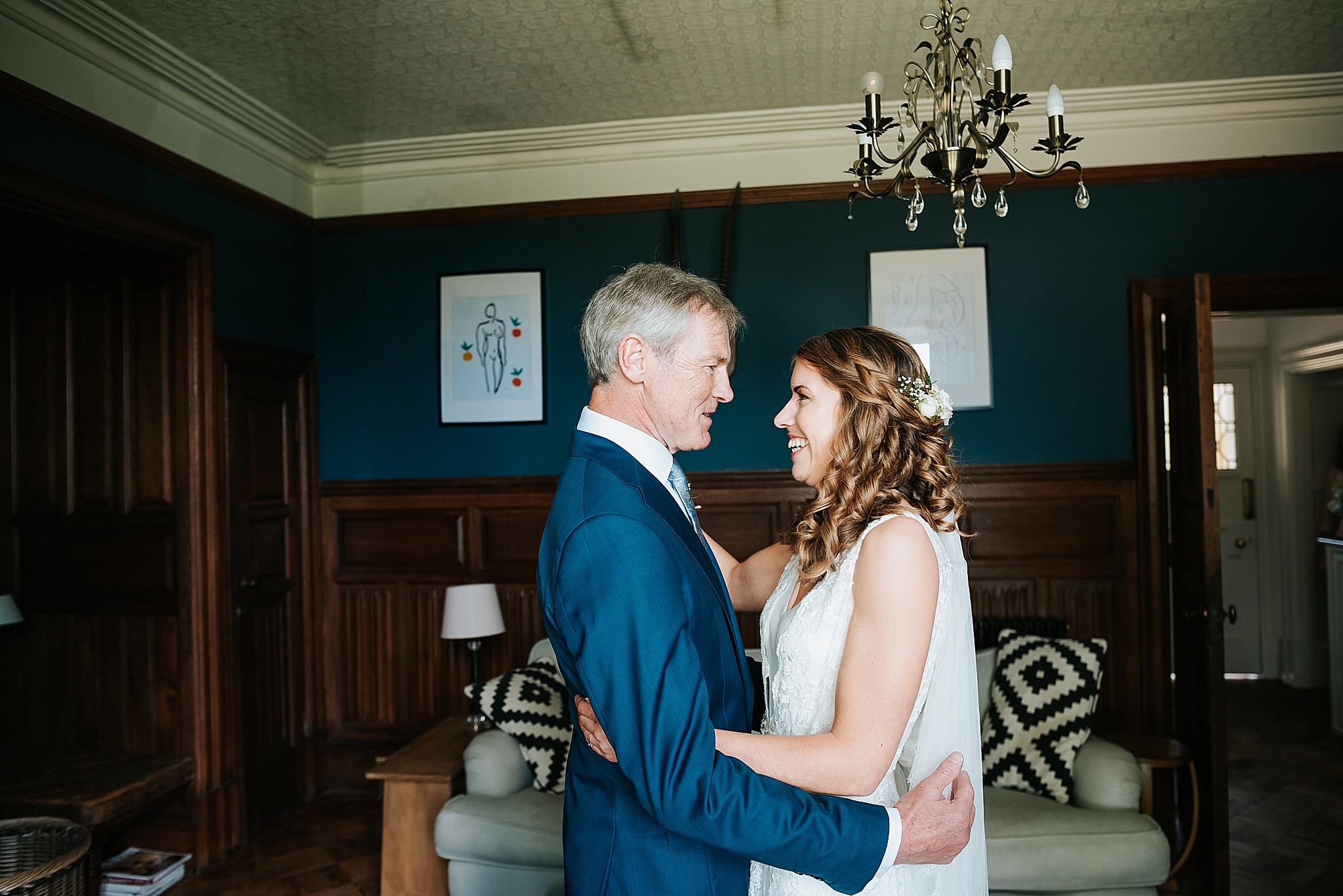 father of the bride sees bride for the first time at wyresdale park