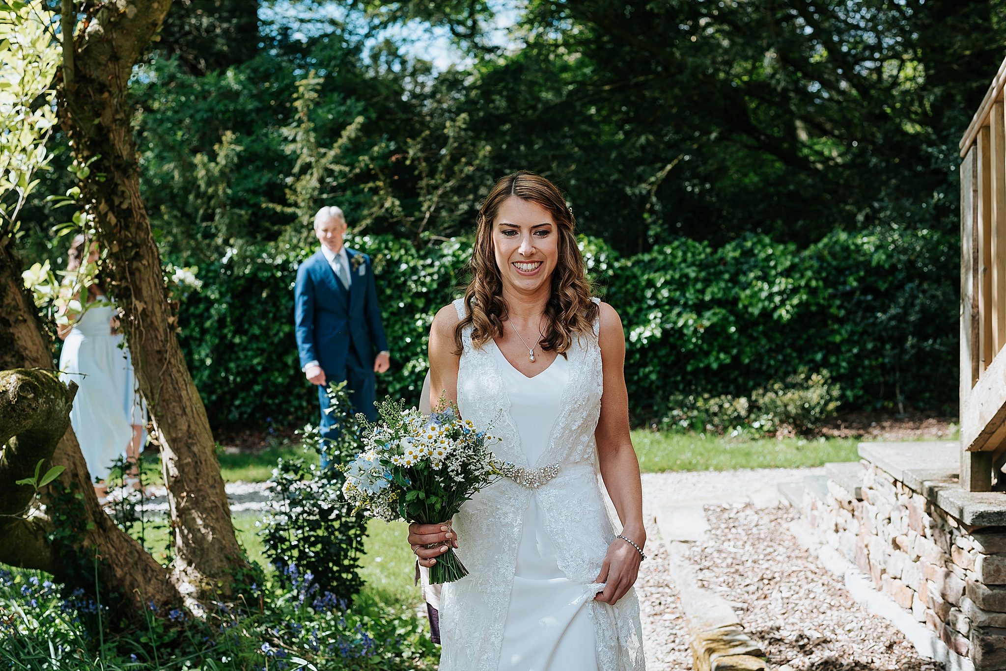 bride at spring barn wedding near preston