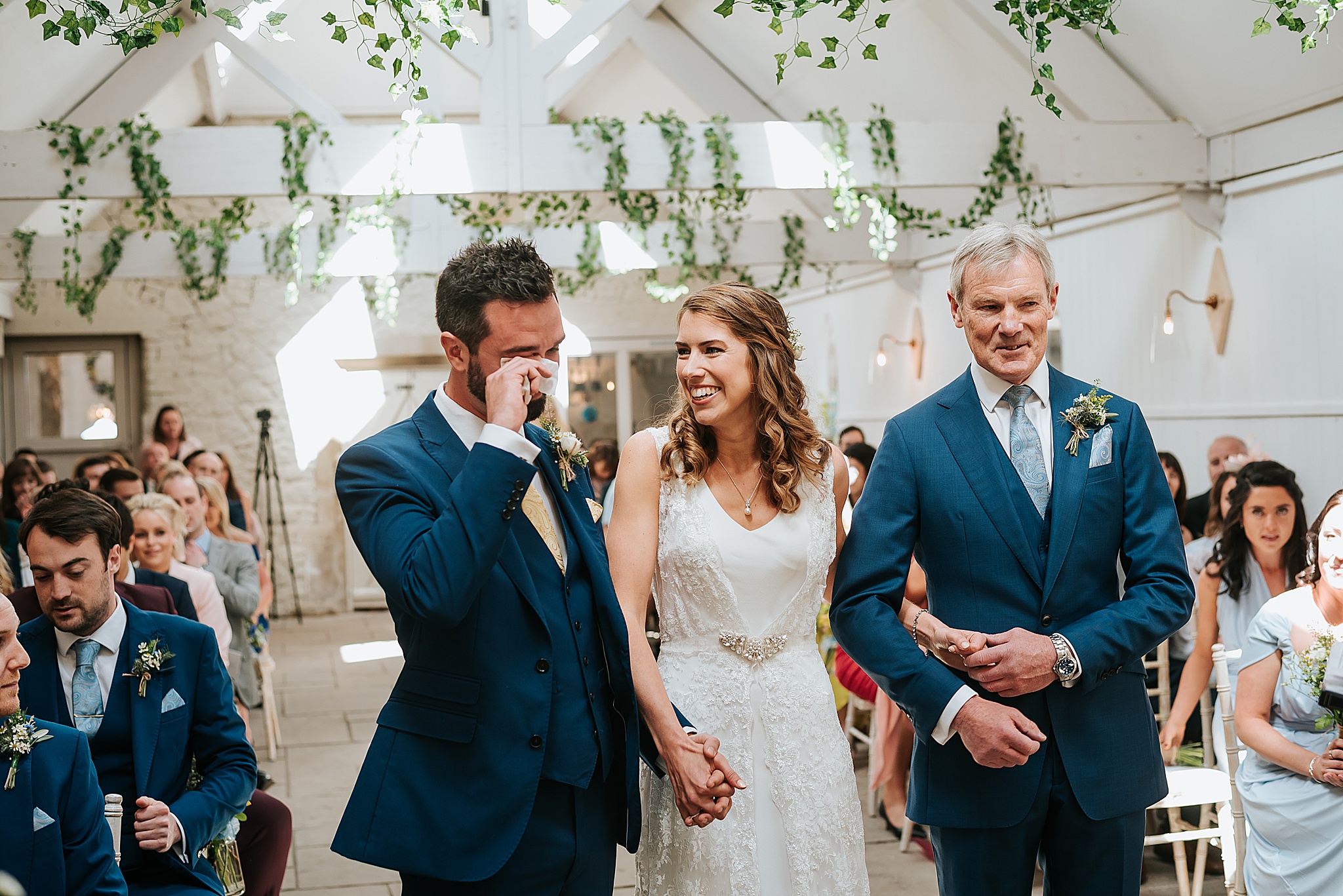 bride and groom at preston barn wedding venue