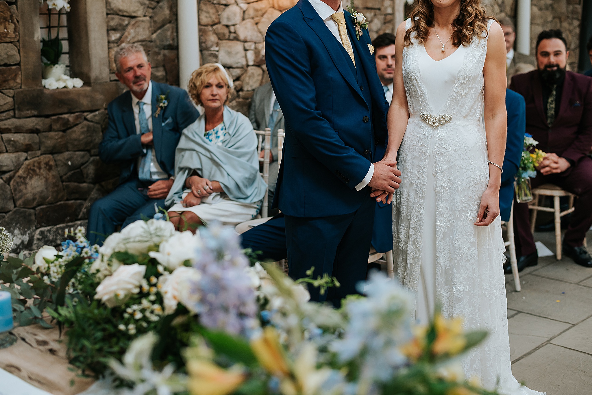 wedding ceremony in barn near preston