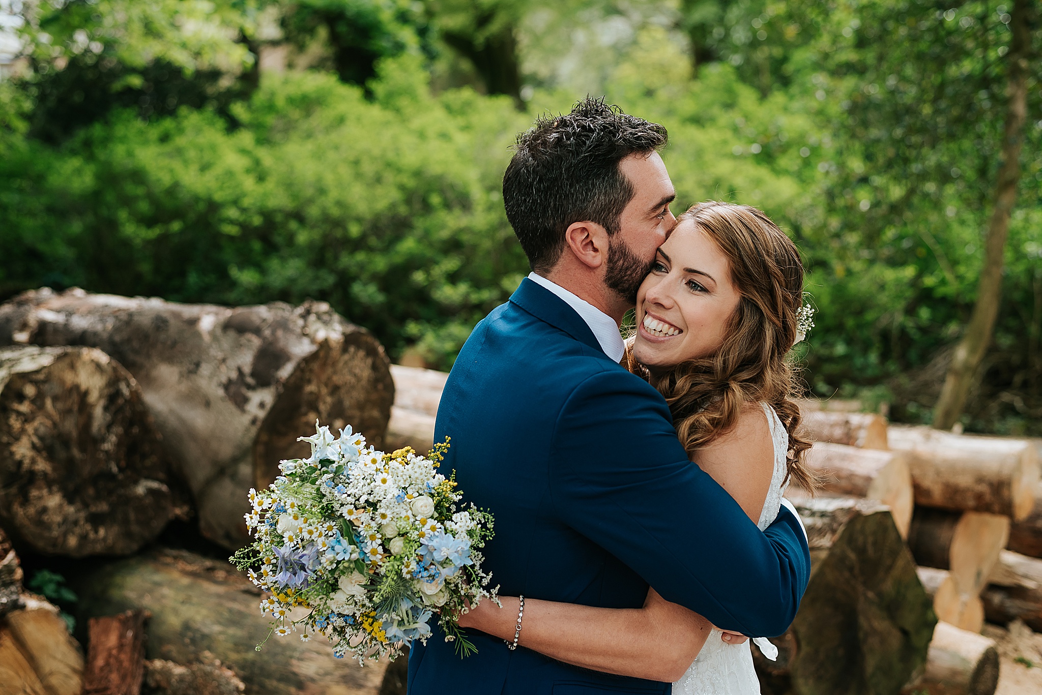 wedding couple enjoy grounds at wyresdale park