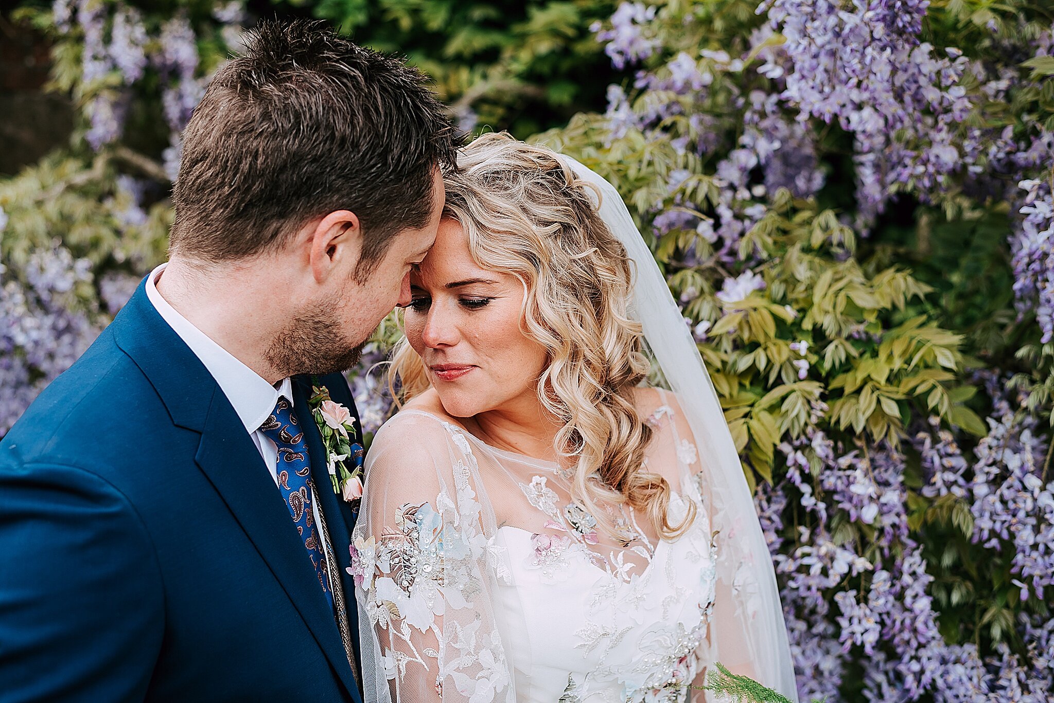 wysteria in full bloom for wedding at dorfold hall 