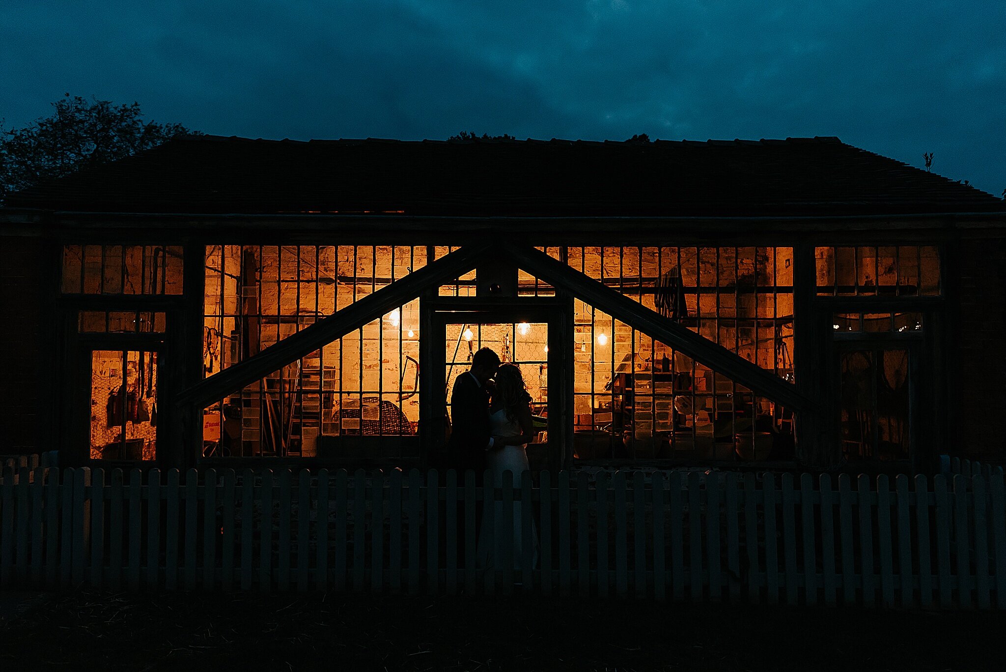 bride and groom in the potting shed at dorfold hall