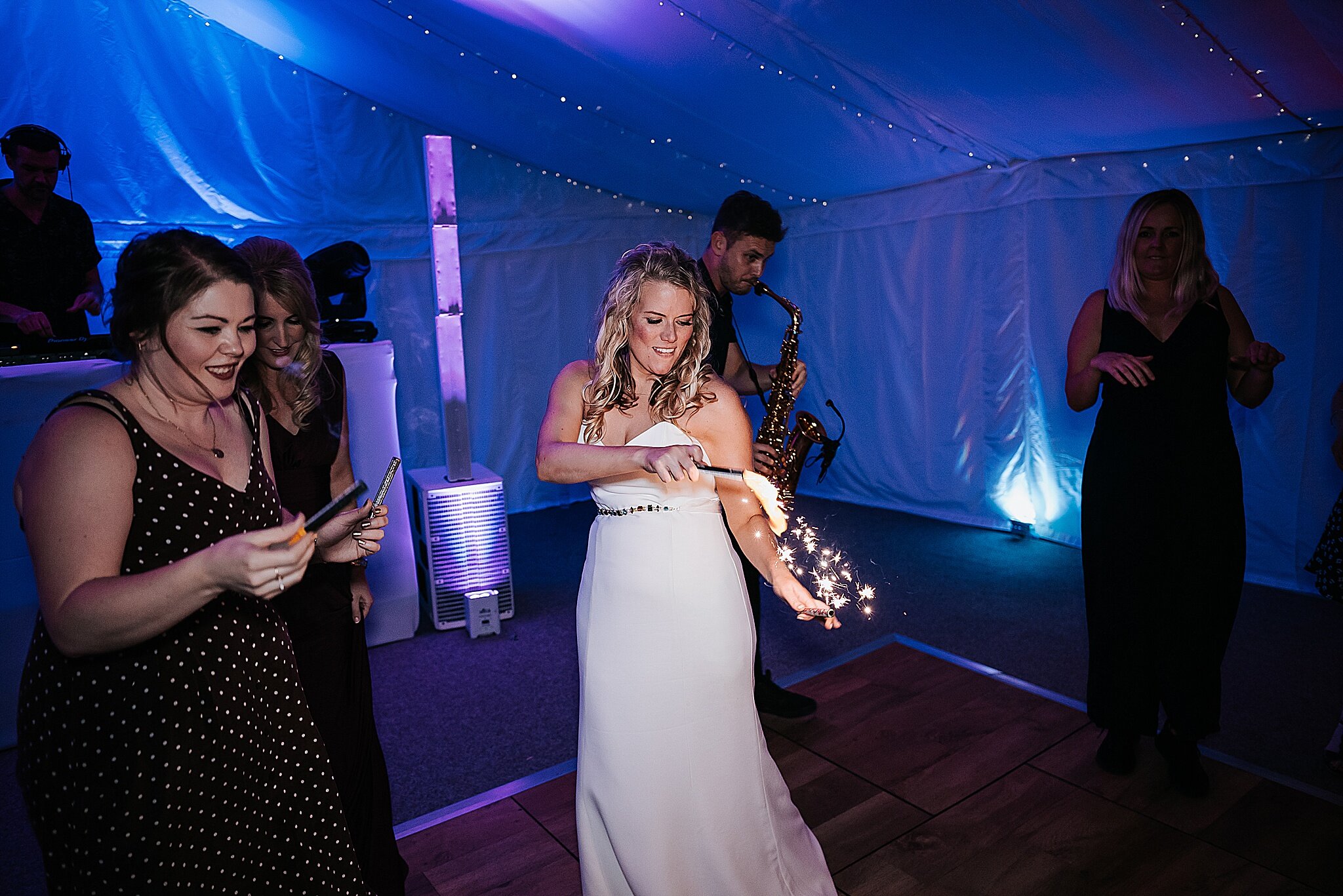 bride on dance floor at cheshire wedding 