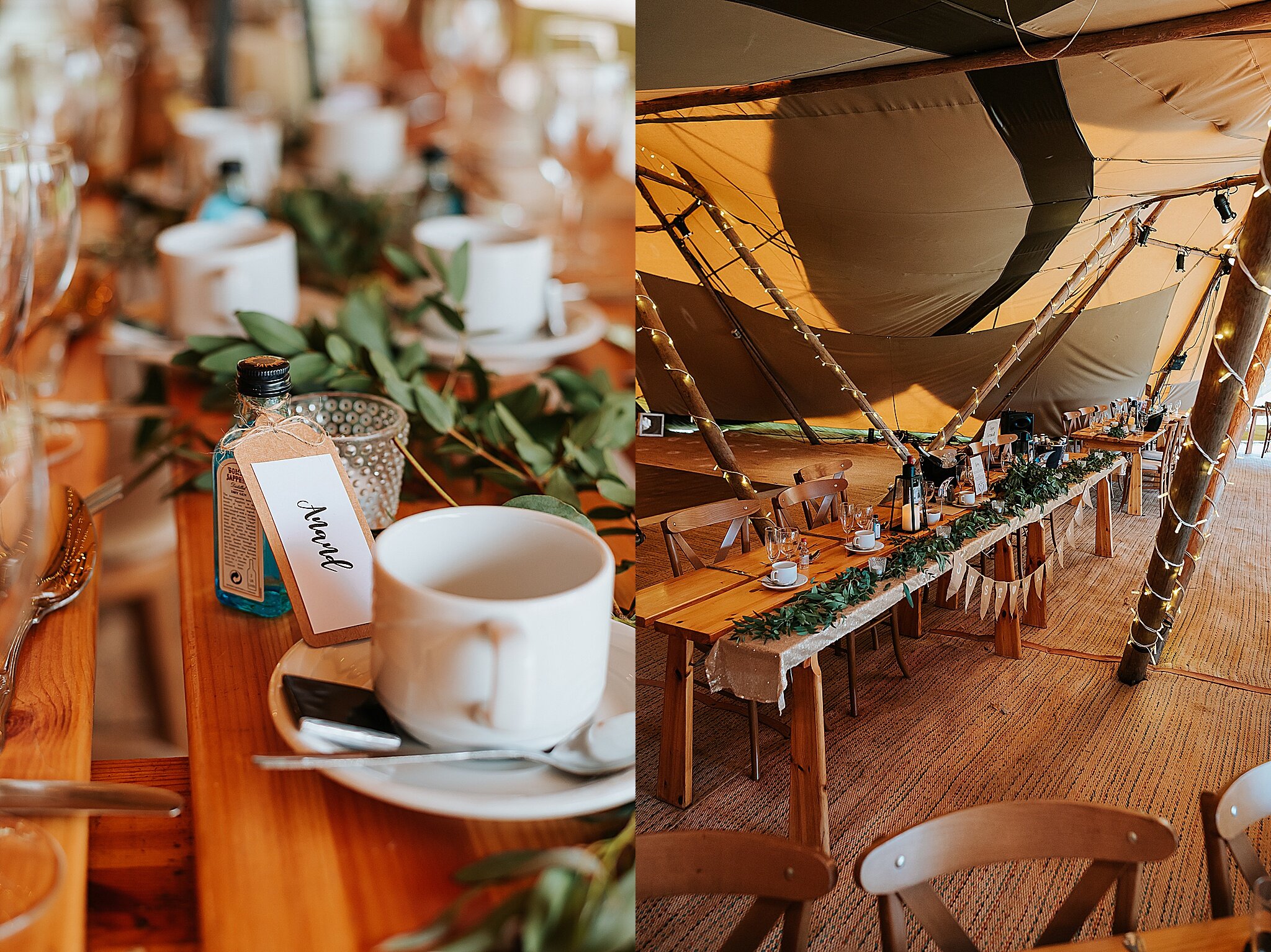 inside a rustic tipi wedding in cheshire 