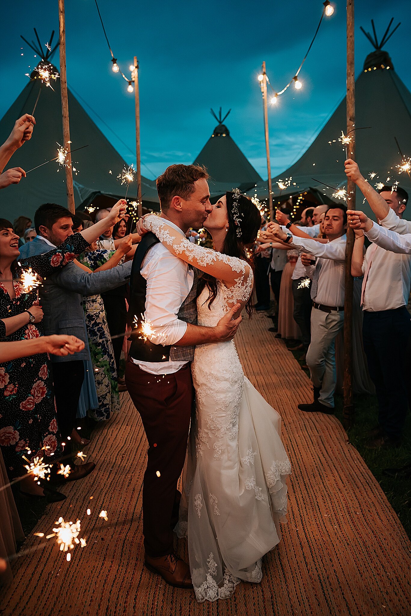 delamere events evening wedding party with sparklers 