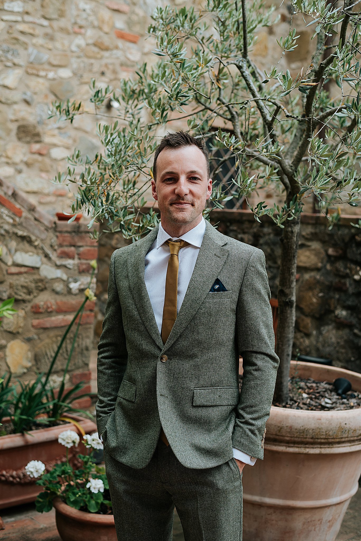 groom before his wedding near siena in italy 