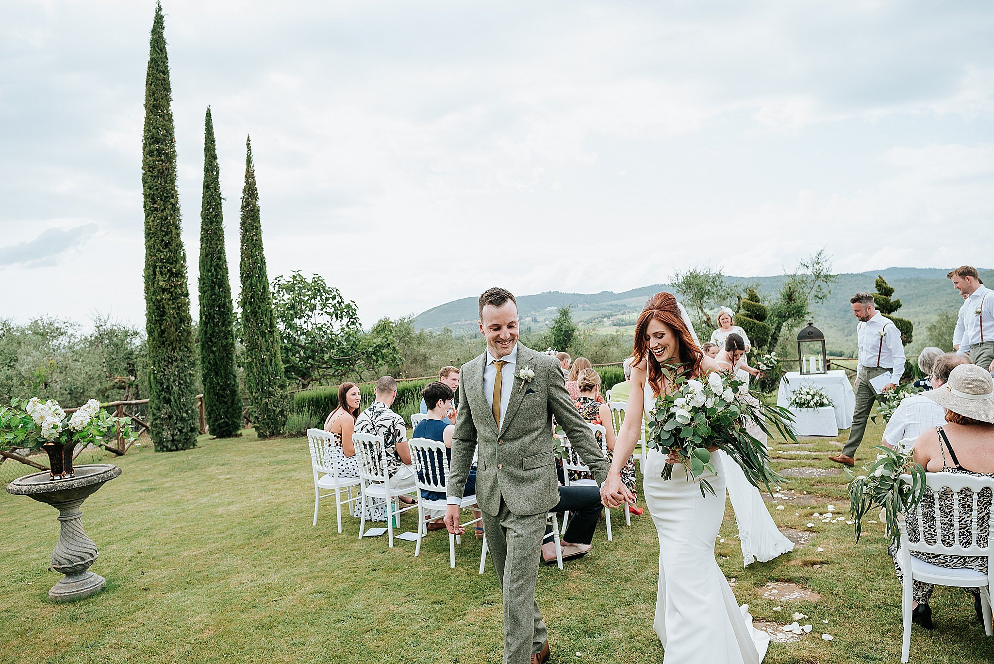 outdoor wedding ceremony in tuscany, italy