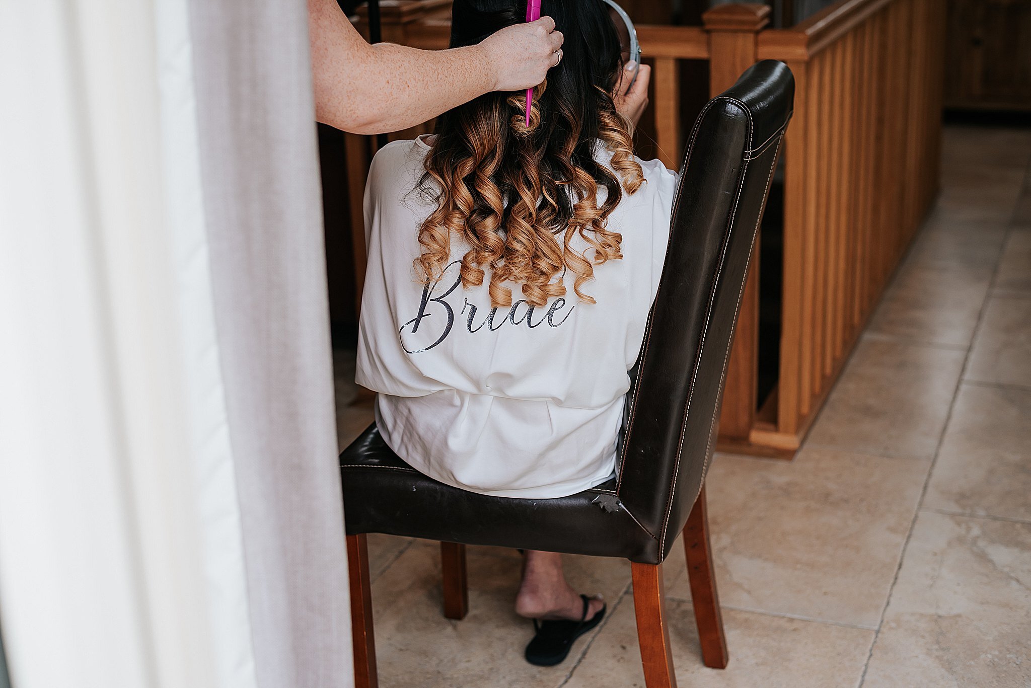 bride getting ready at ribble valley wedding