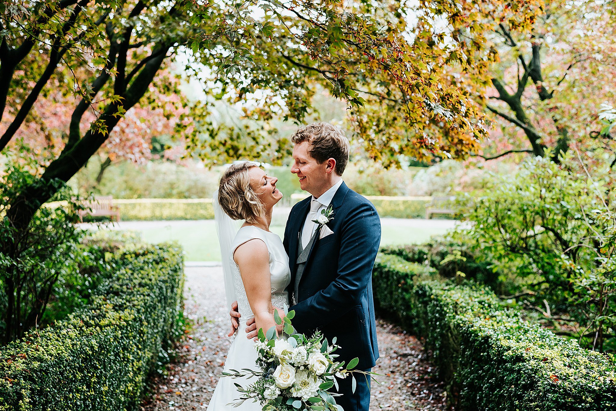 wedding photograph in the grounds of eaves hall 