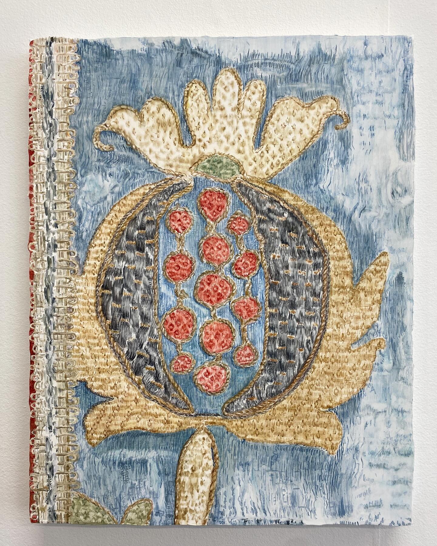 &rdquo;Pomegranate blue silk&rdquo; olja p&aring; duk, 30x38 cm, 2024