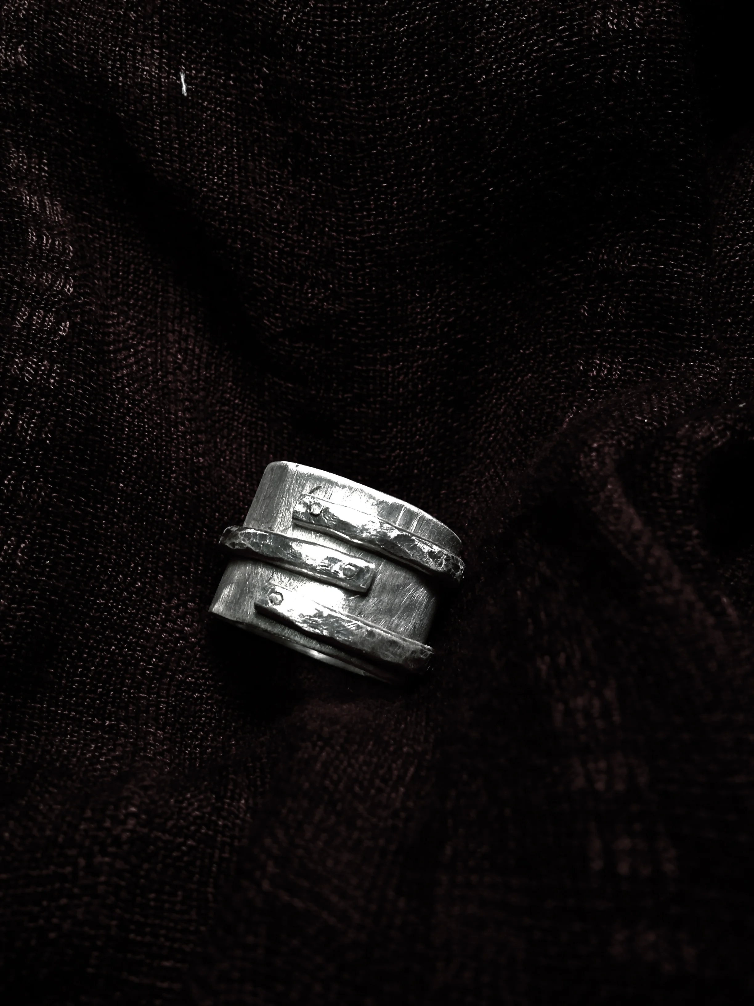 brushed and riveted sterling band