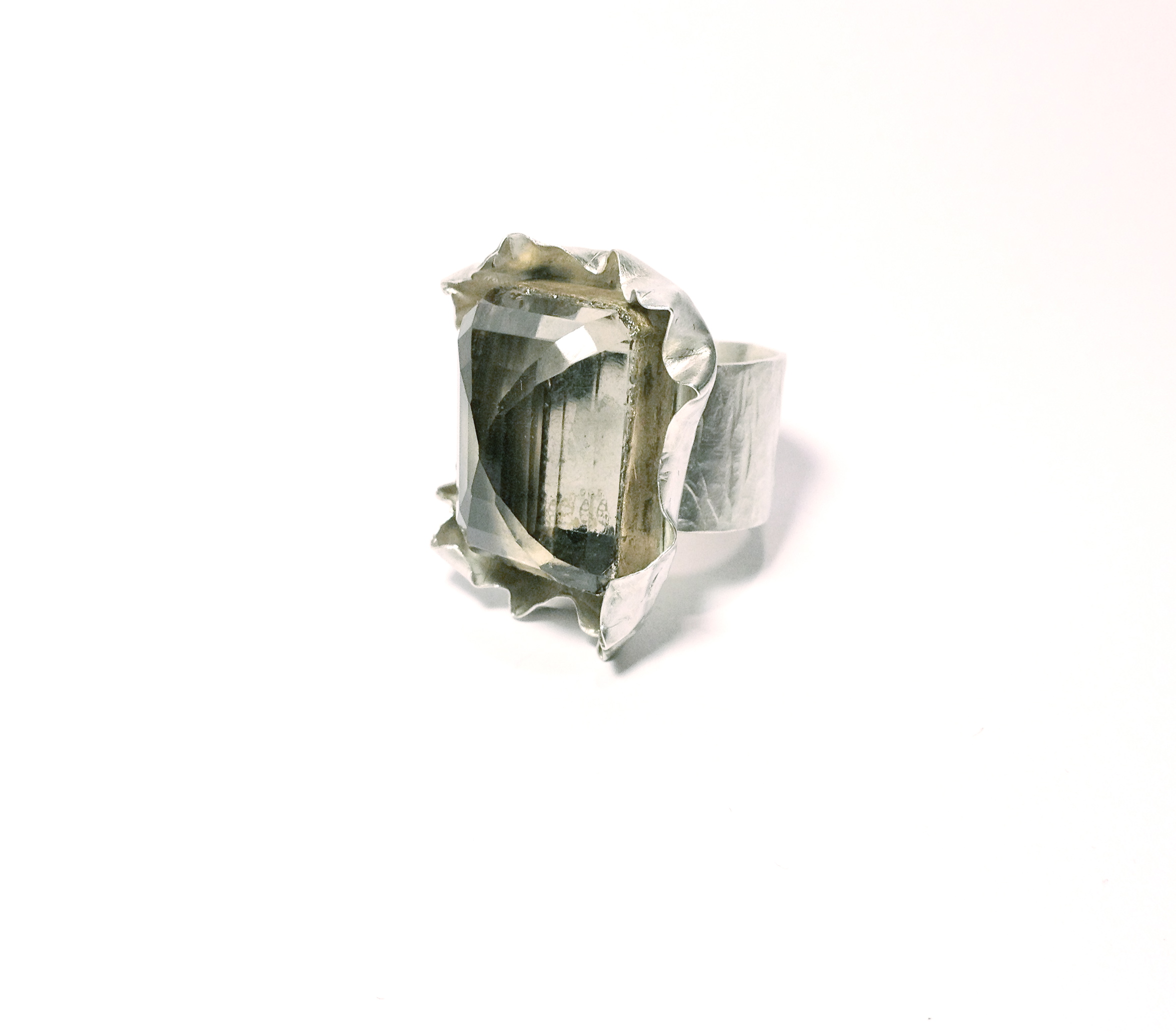 smoky quartz in sterling silver foil