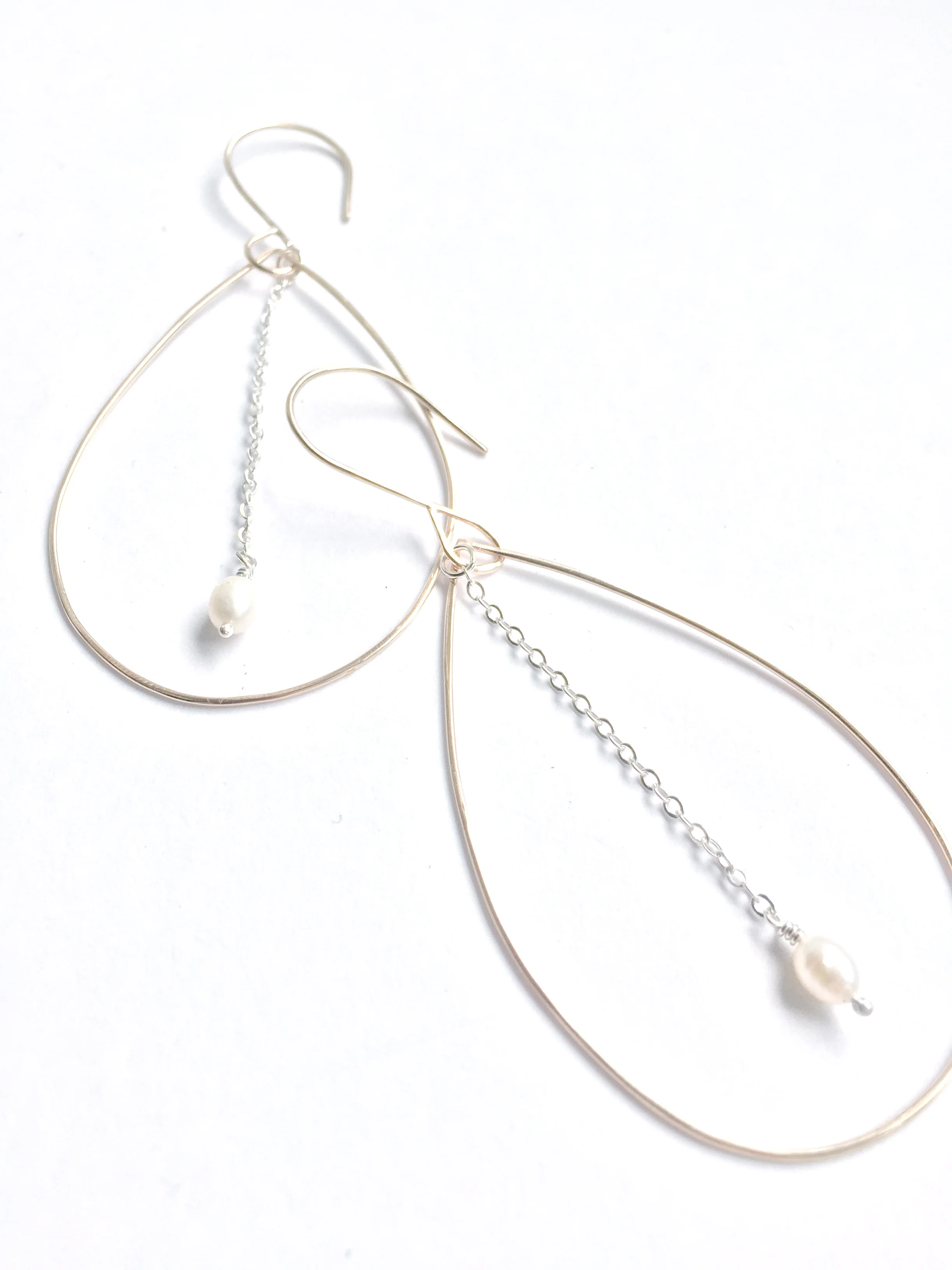 14K gf teardrops with delicate pearl