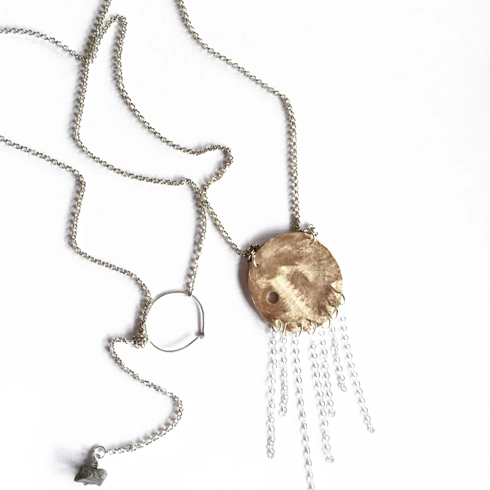 dangling gyspy moon, 14k and sterling silver