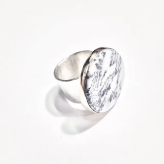 dendritic opal in sterling with 14k bezel
