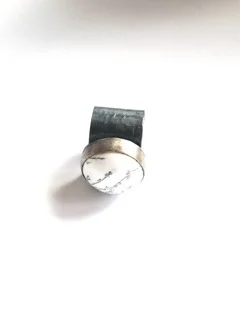 dendritic opal, oxidized sterling and brass