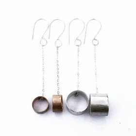 dangling 3D circles, 14k gf and sterling