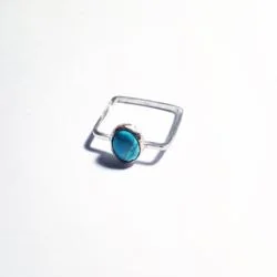nevada #8 turquoise in simple square, sterling and 14k bezel
