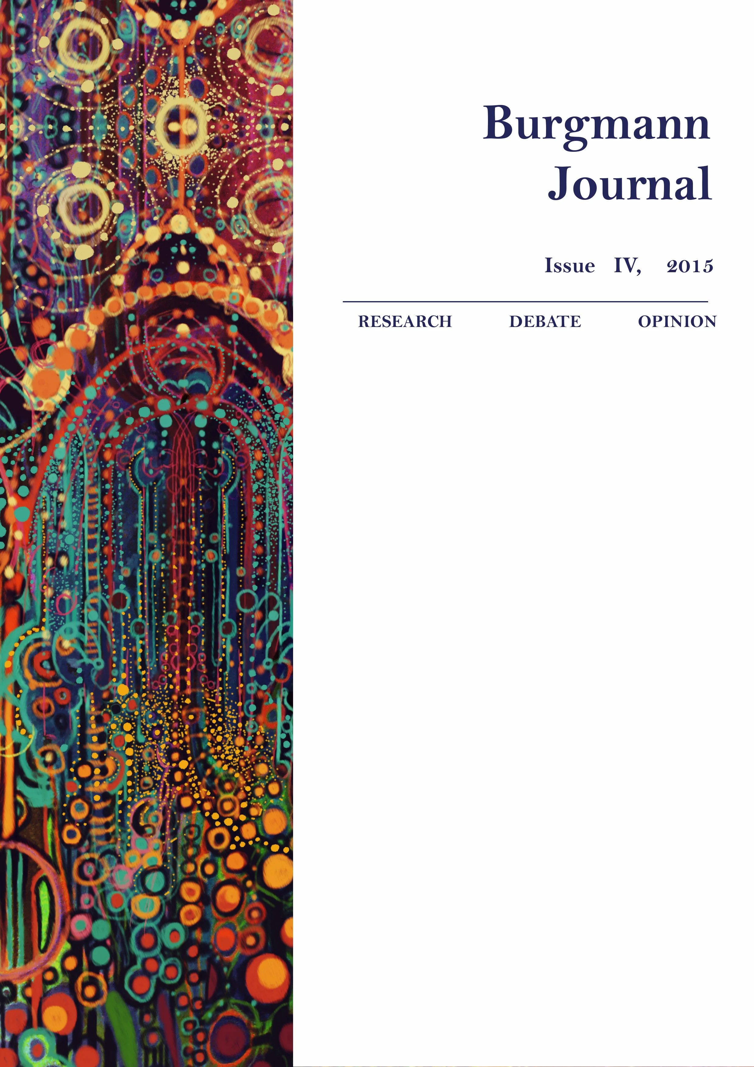 This is an alternative cover option that I designed for the 2015 Burgmann College academic journal.