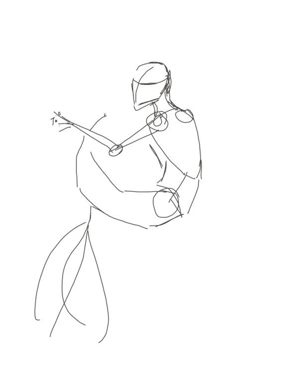 Start by placing down the foundations of your creature. Where are the joints and where is the center of gravity? I find continuous line sketching and 'connecting the joints' like they were locations on a map are two great ways to break out of drawing modes that can result in two-dimensional, or flat-looking drawings. Be sure to use an HB or other sharp and light sketch pencil, so that your sketch can be worked over. Alternately, you can sketch on a digital paint application on a foundation layer.