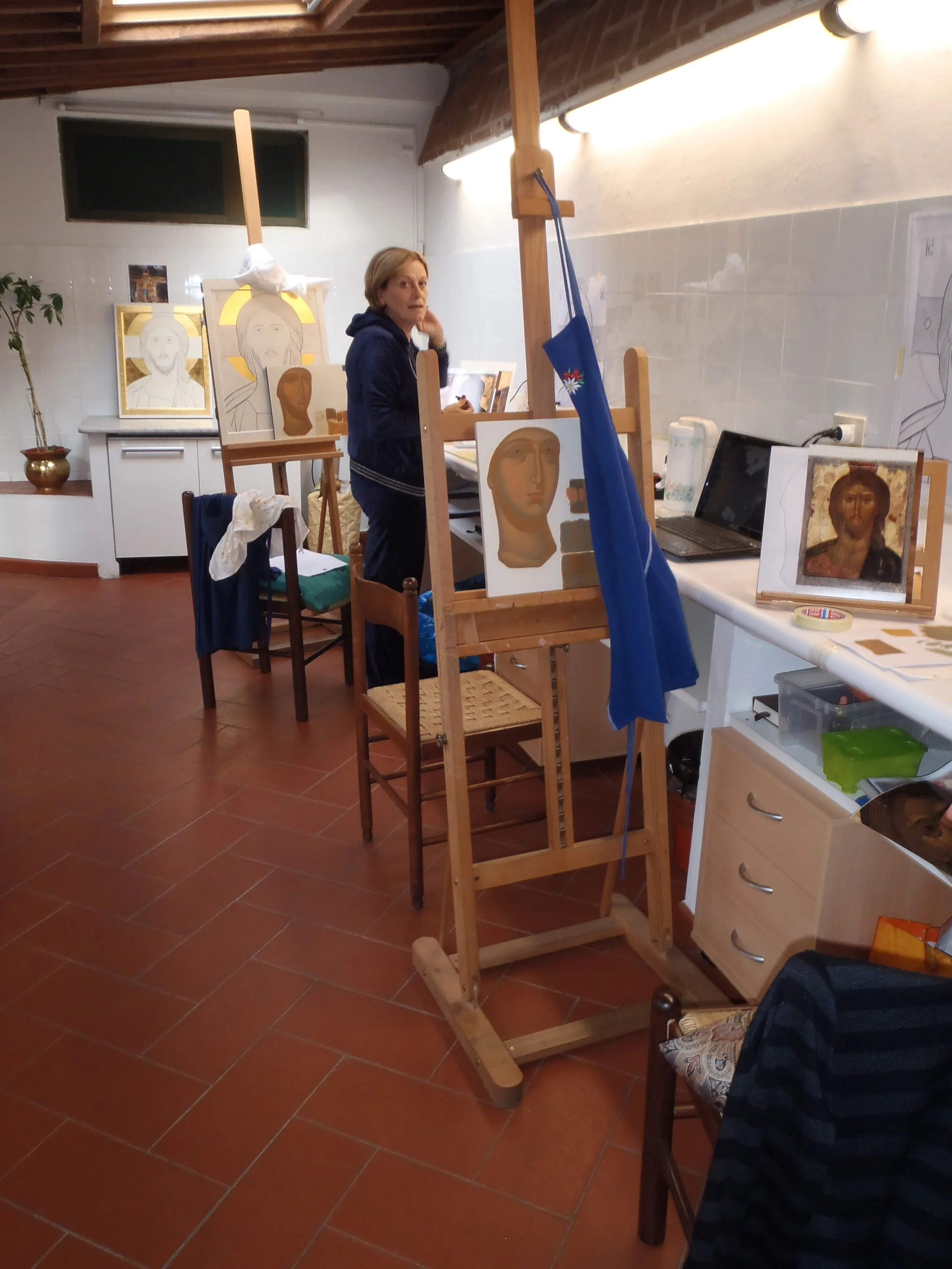 Sample board and typical studio space.