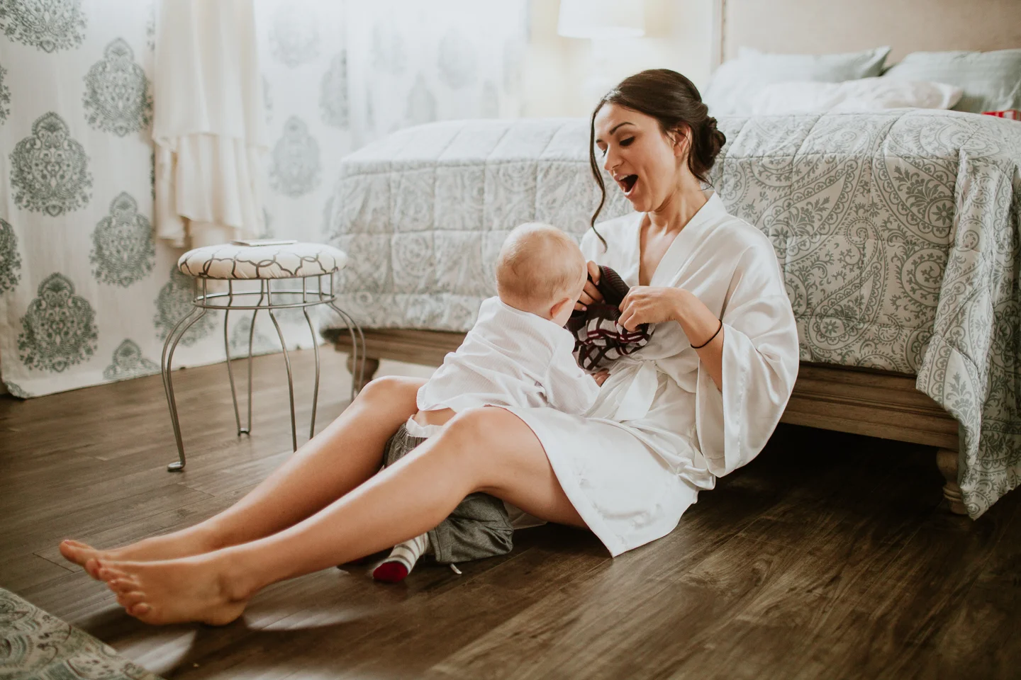 bride and baby