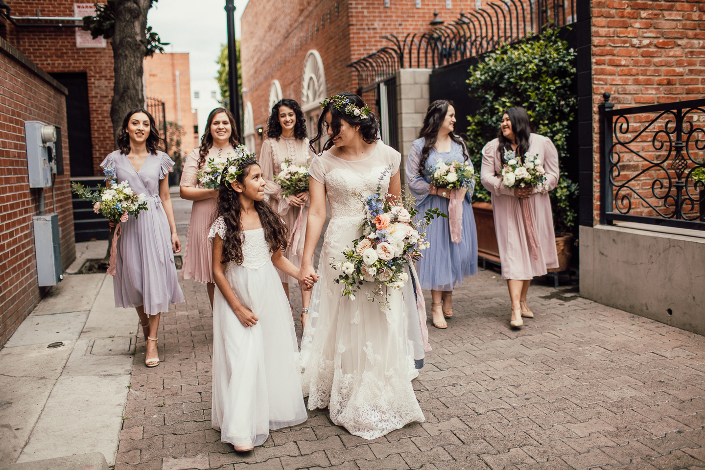 pastel bridesmaids