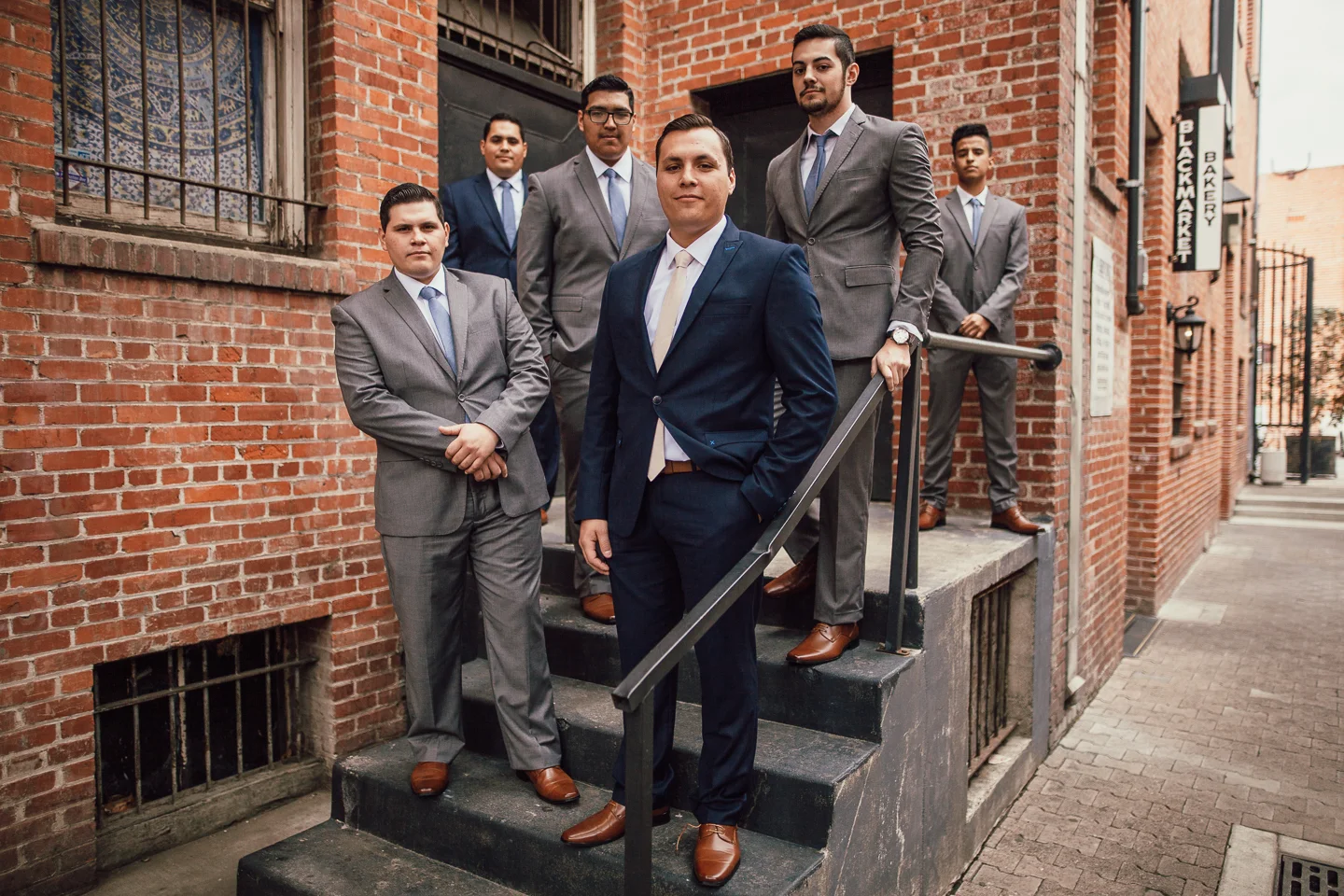 groomsmen in blue