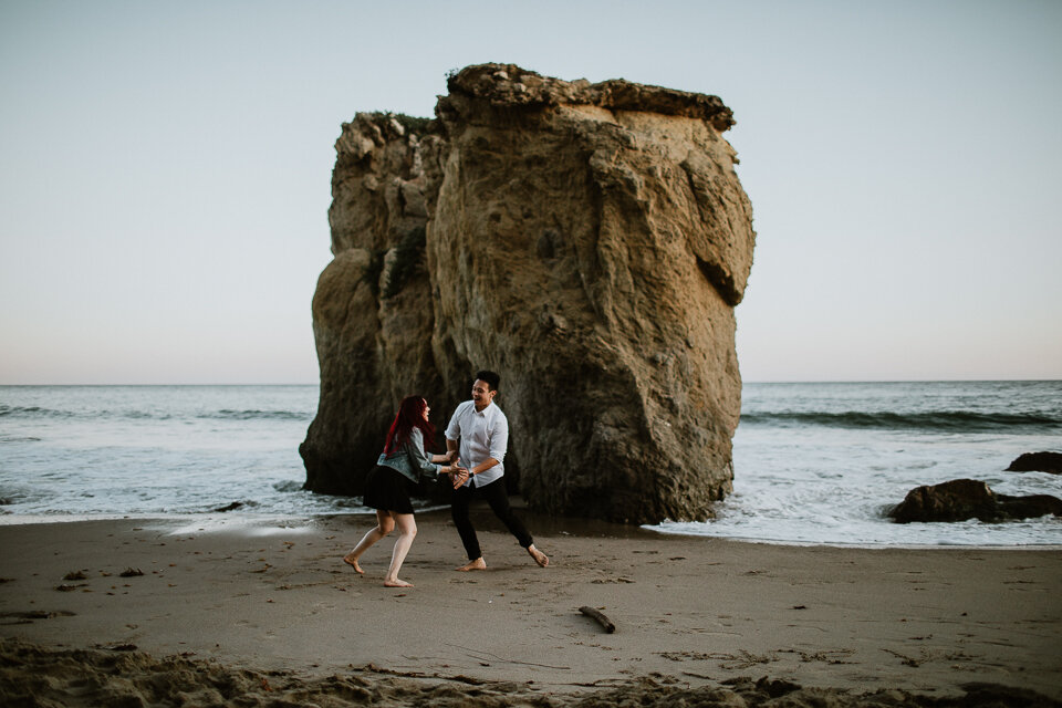 playful malibu engagement session