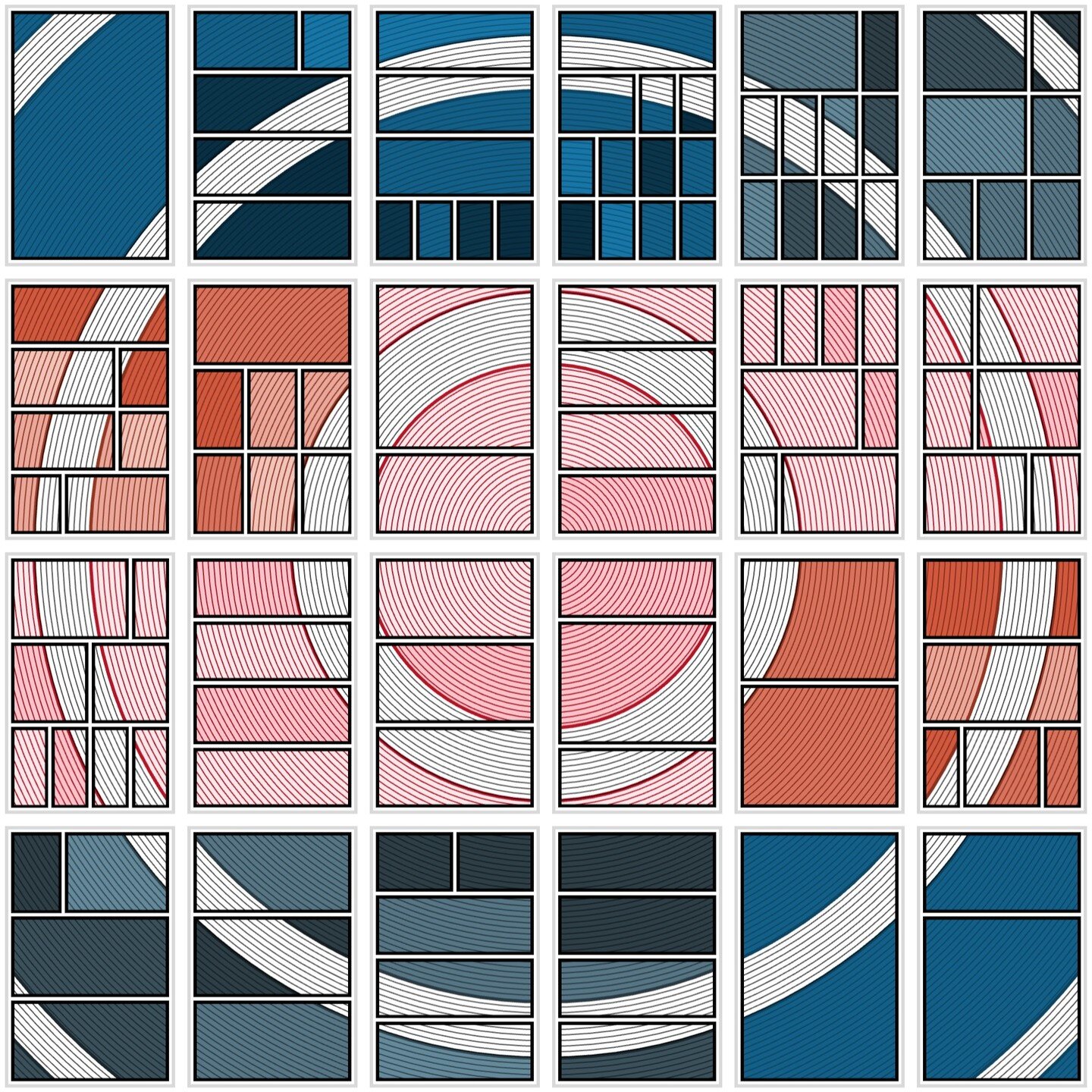 I'm experimenting with global shapes that span the entire story, providing a unifying effect. A circle works well, providing a point of convergence or divergence, and it is often used as a metaphor for the story cycle. I'm also refining the color pal