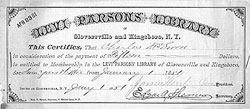 A card from the Levi Parsons' Library