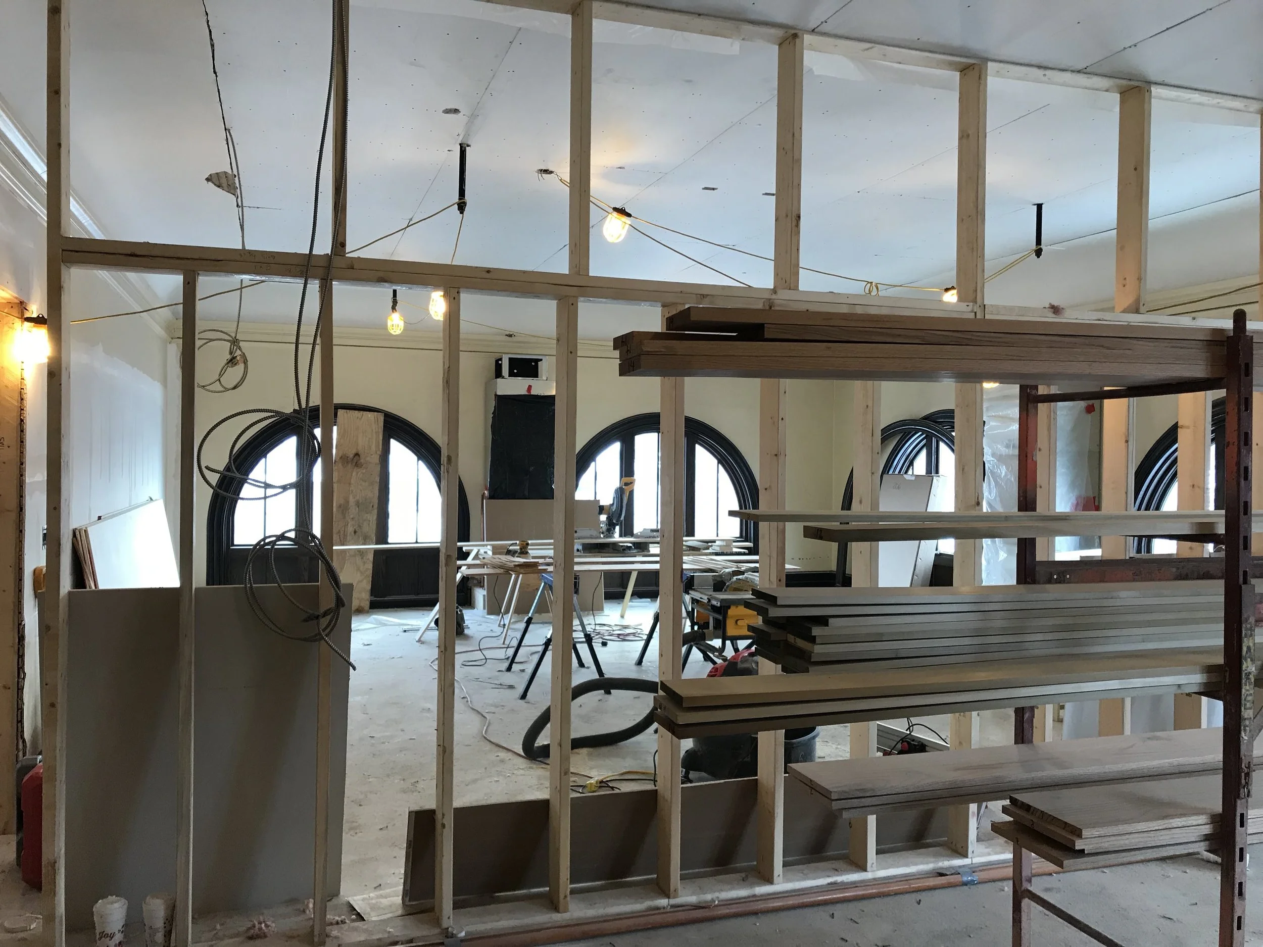 Former Friends Room divided to create medium and large meeting rooms.