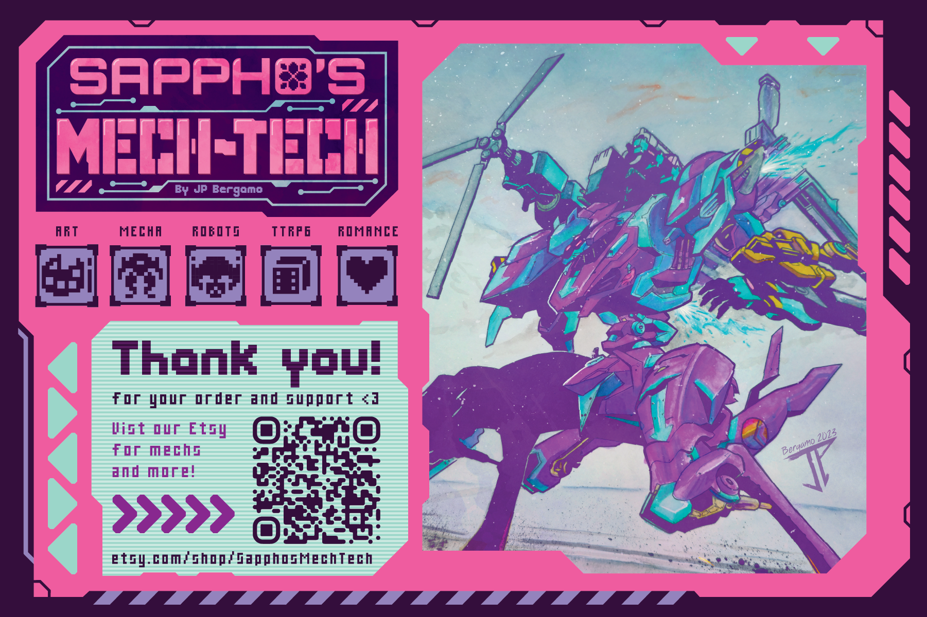 Sappho's Mech-Tech - Thank You Postcard