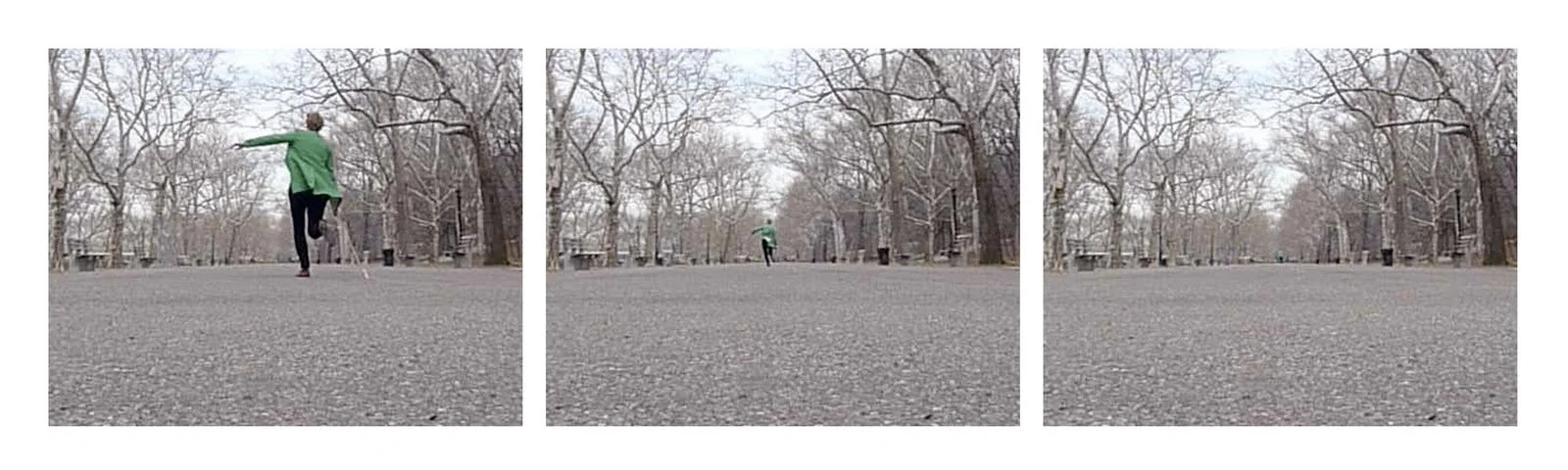 Drawing a Disappearing Line (getting out of the work) #3 . Stills from a two and a half minute Super 8 film. New York City. 2010.