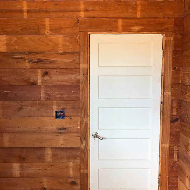 Interiors walls are being fitted with reclaimed shiplap as we speak! This reclaimed door looks spectacular don't you think?