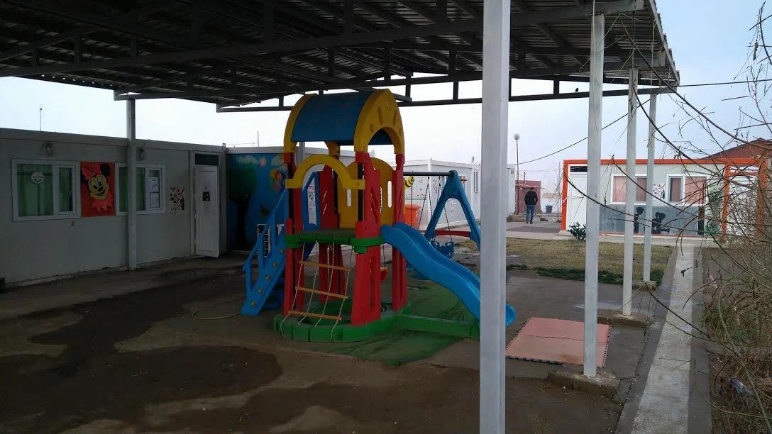 The covered playground can be used during the hot summer.