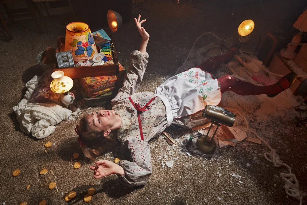 Holiday House: Christmas Bends by: Tracy Weller and Developed by: Bixby Elliot Produced by: Mason Holdings at NYTW’s Fourth Street Theatre, 2016, Director : Kristjan Thor, Scenic Designers : Christopher & Justin Swader, Costume Designer : Natalie Loveland, Lighting Designer : Zach Blane, Sound Designer : Phil Carluzzo, Photographer : Arion Doerr
