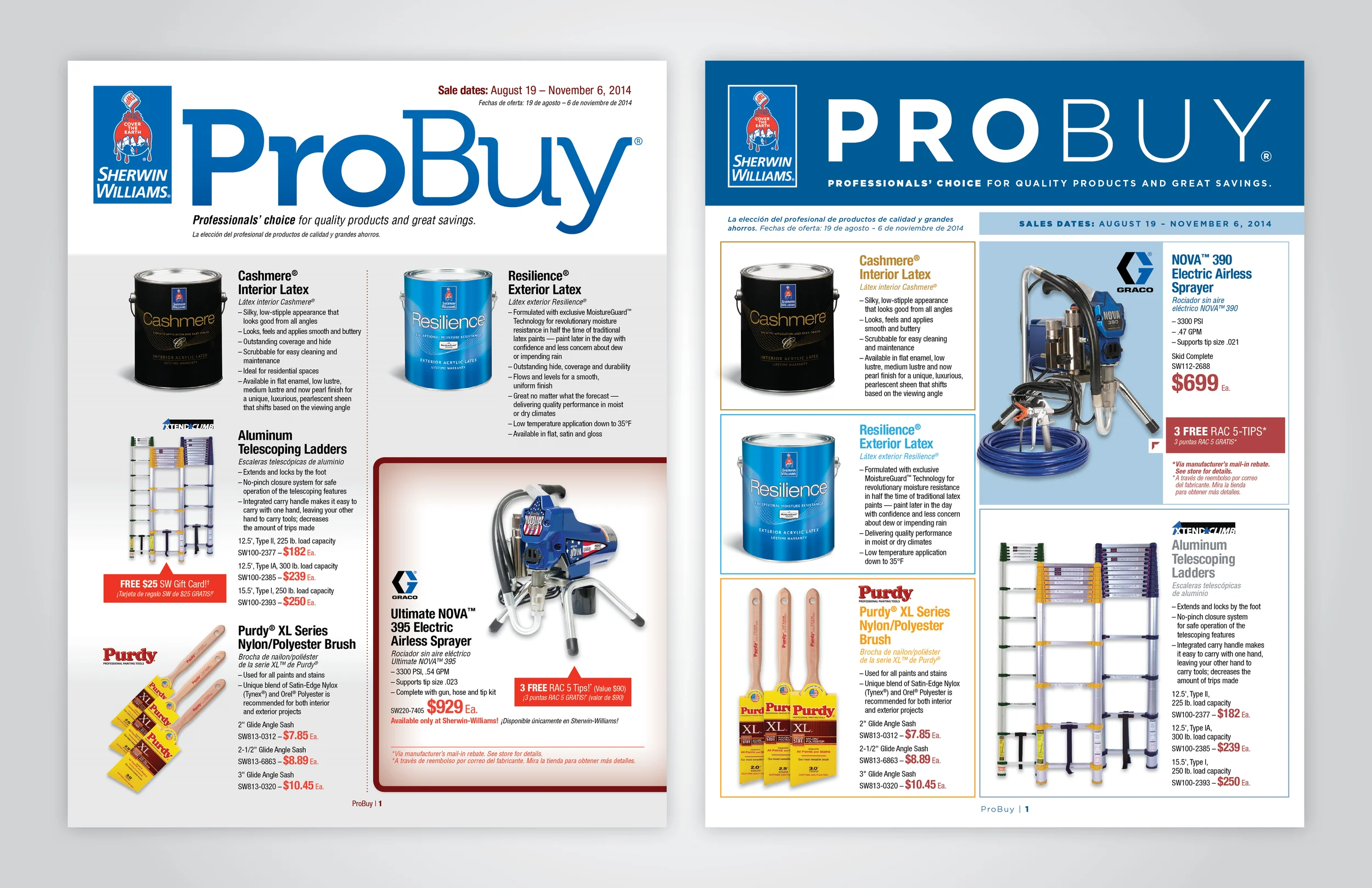 Original design on left, new design on right Notable Changes : Cleaner masthead design, reduced masthead height, new flexible grid structure, product specific colors 
