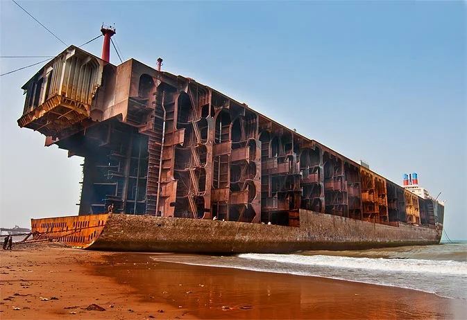 Marine ship wrecking in Chittagong, Banglades.