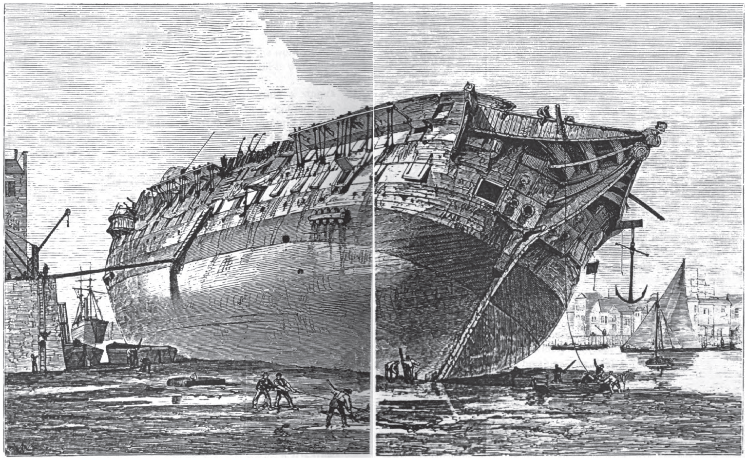 T he_Queen_heeled_over_on_the_shore_off_the_shipbreaker's_yard.png