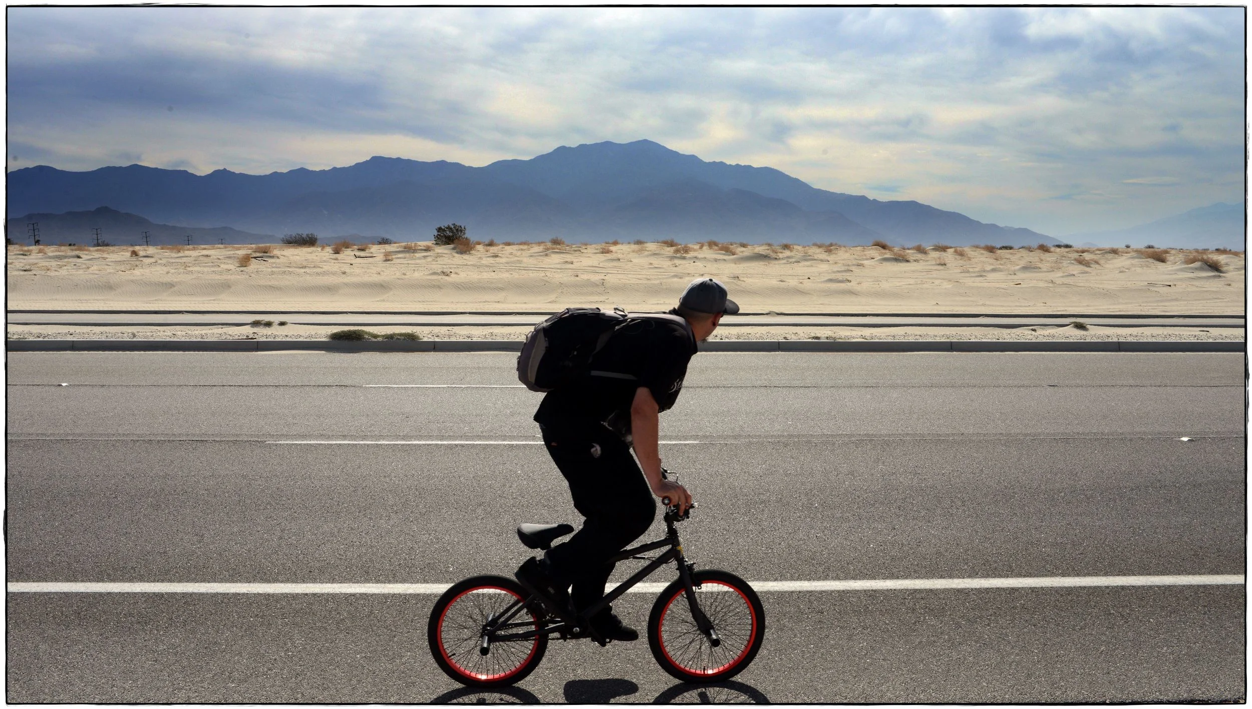 Bill on his way to The Burn, from the desert outside Palm Springs, only&nbsp;613 mil or 986 km.