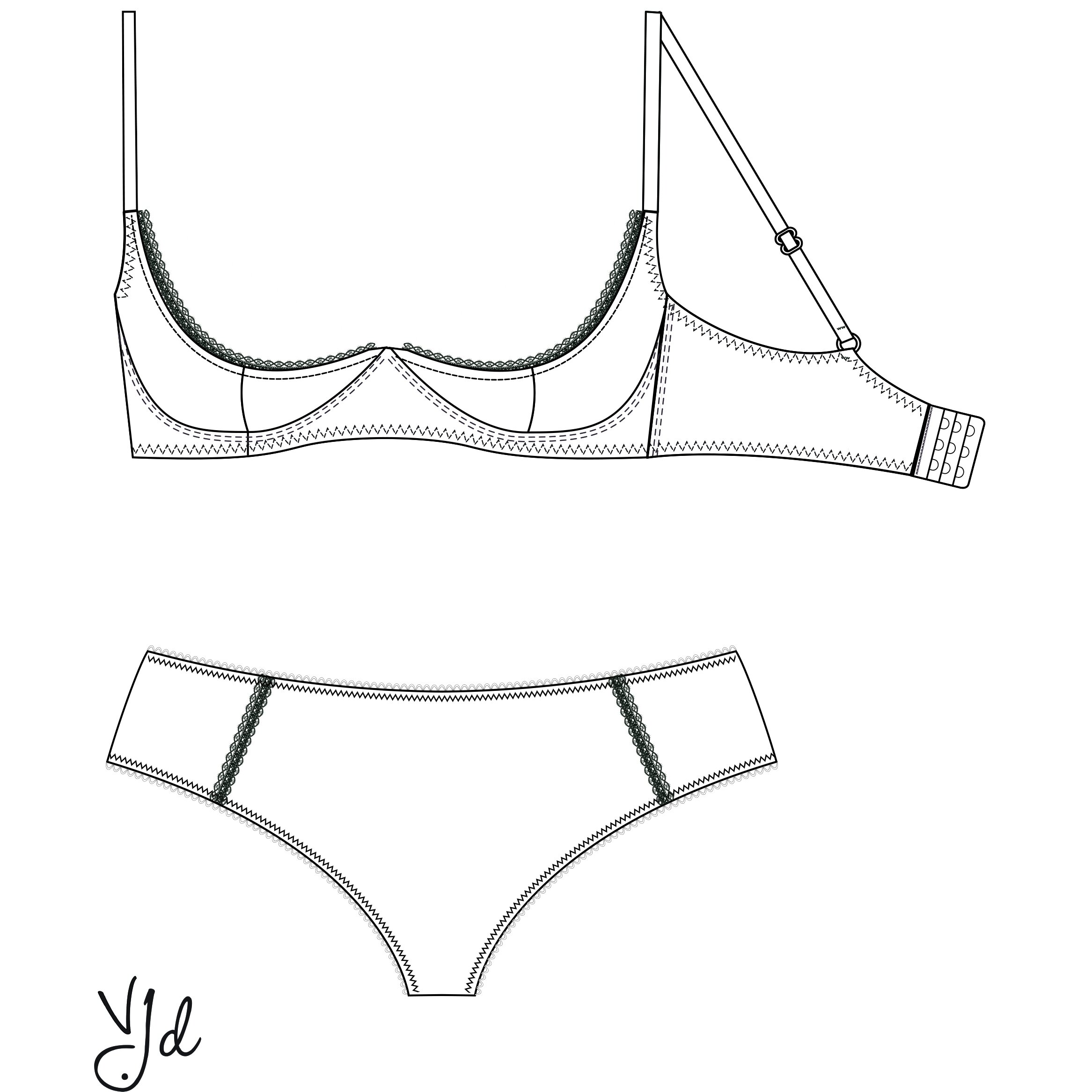 New technical drawing - Millicent & Coco bra and brief — Van Jonsson Design