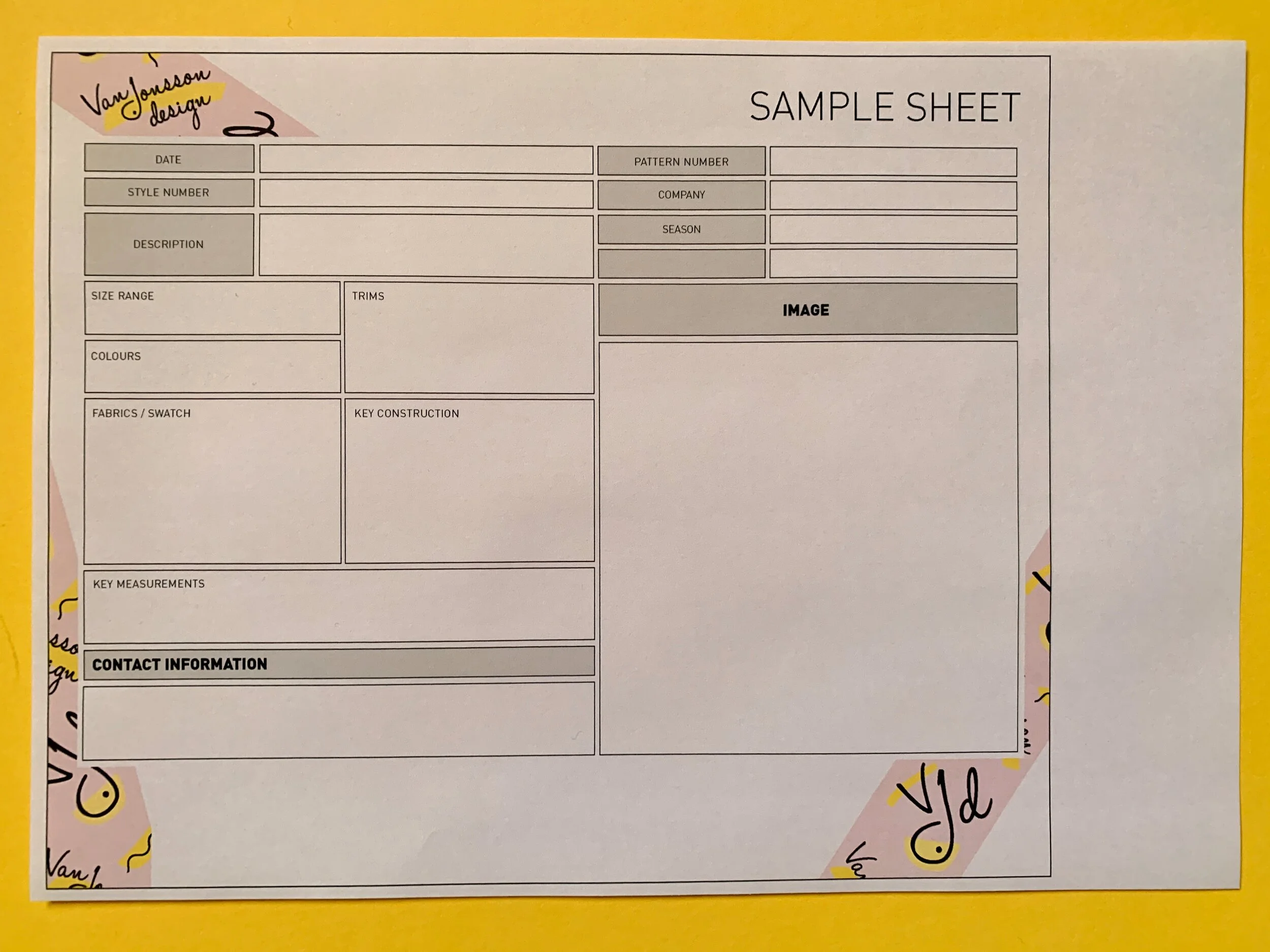 Free Sample sheet download — Van Jonsson Design