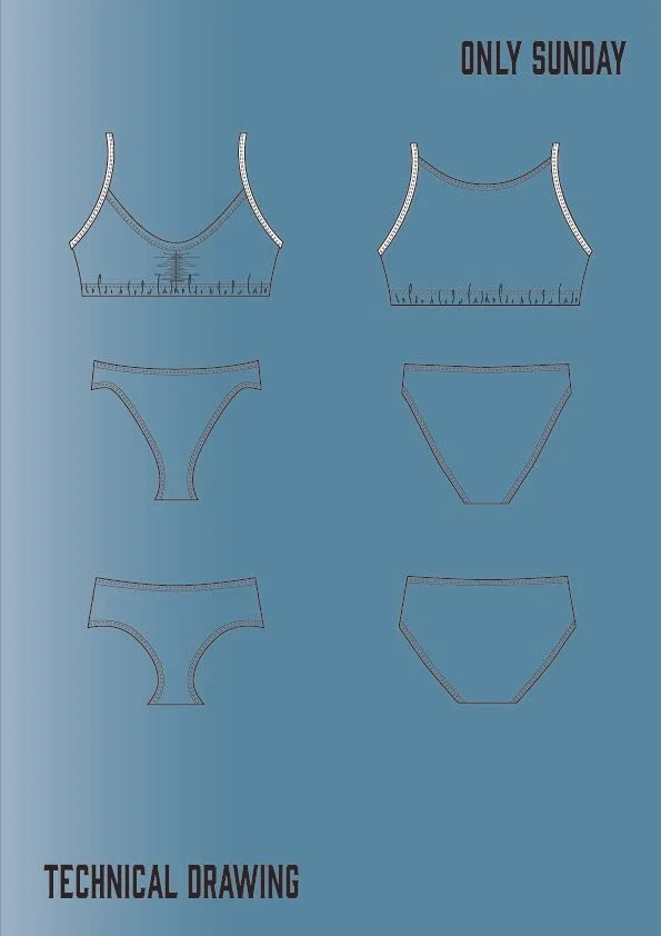 technical drawing of lingerie
