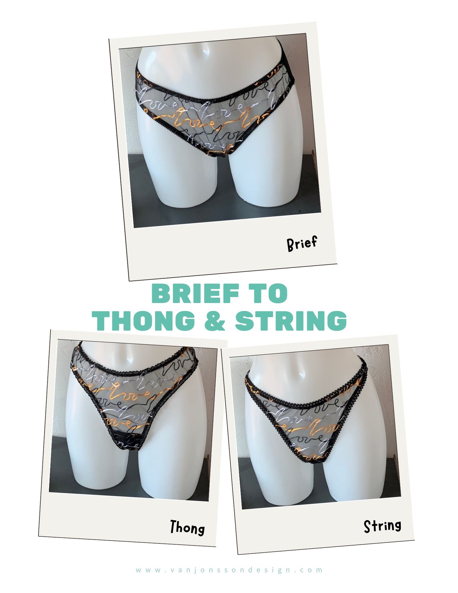 How to change a brief pattern to a thong or G-string pattern — Van Jonsson  Design