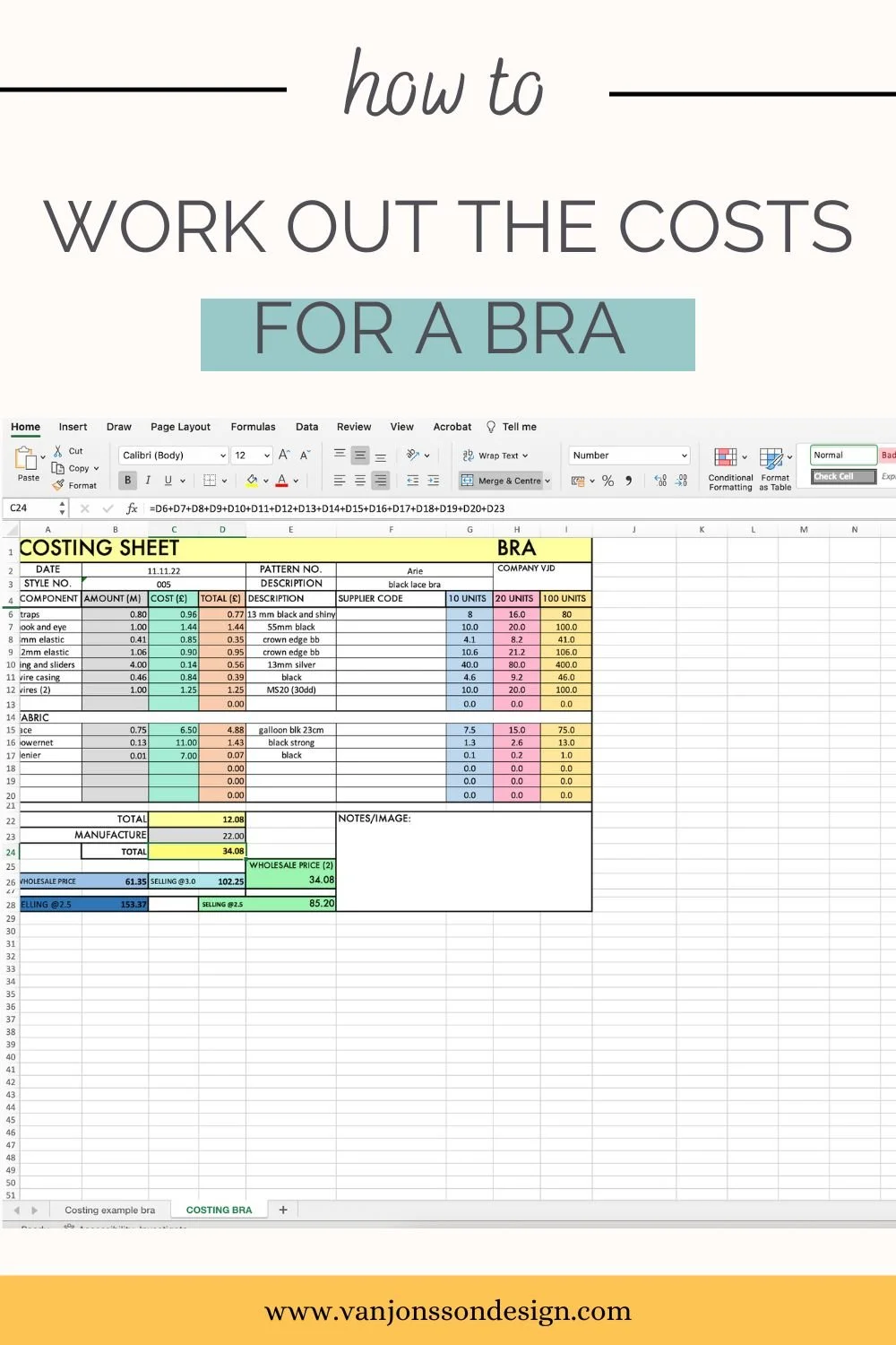 How to cost your bra — Van Jonsson Design