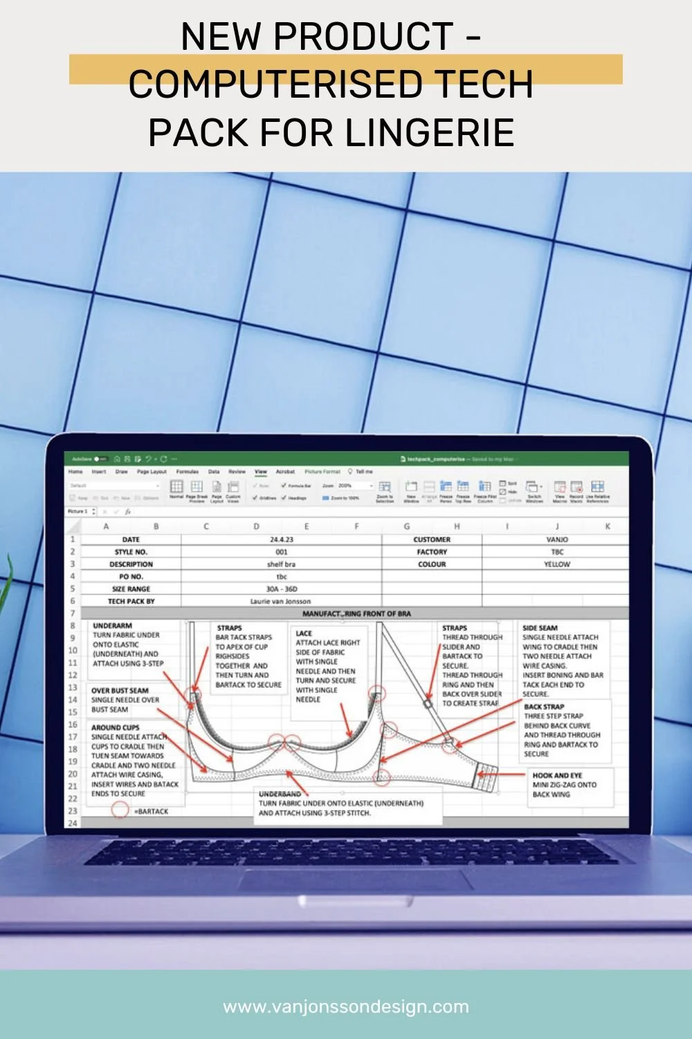 New product - Computerised Tech pack layout — Van Jonsson Design